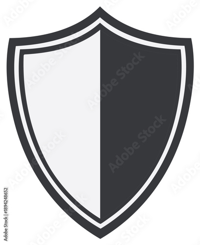 Simple Heraldic Shield Divided Vertically in Two Colors for Medieval Coats of Arms and Family Crests