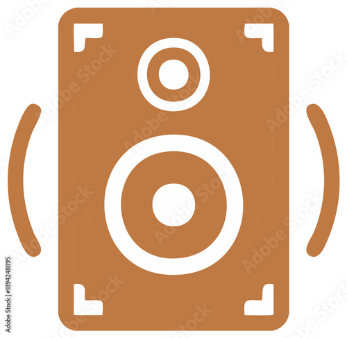 Stylized Loudspeaker Icon Design for Audio and Music, Representing Sound Waves and High Volume Output