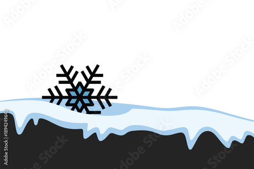 Snowflake and Snowdrift Winter Icon, cold weather concept with copy space