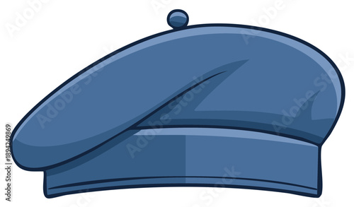 Classic blue beret, artist fashion accessory, retro vintage style, fashionable clothing