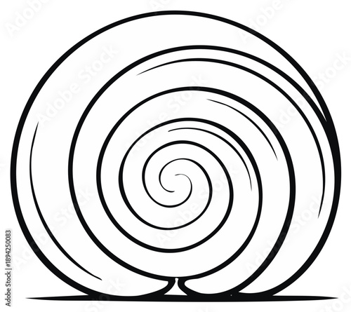 Simple Line Drawing of a Snail Shell with Coiled Pattern Illustration
