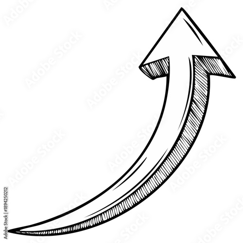 Sketchy hand drawn upward arrow graphic symbolizing positive growth and forward movement