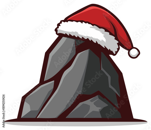 Festive Rock Formation: Christmas Santa Hat Adding Holiday Cheer to Stone Mountain