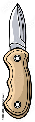 Vector art of a compact folding knife essential for outdoor activities and everyday utility