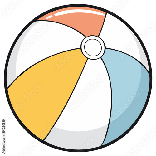 Colorful striped inflatable beach ball vector icon for summer vacation