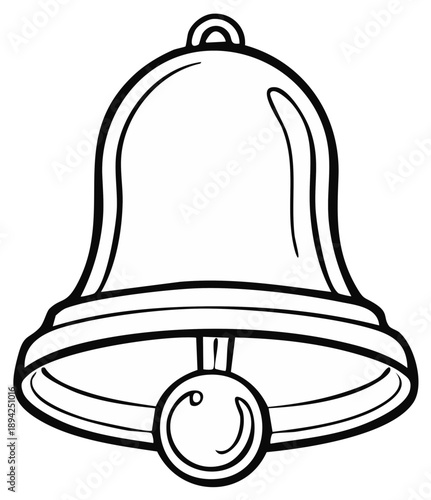Simple outline illustration of a classic bell with a clapper and hanging loop