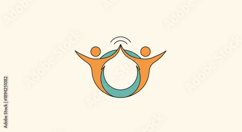 Modern minimalist logo design with embracing figures and harmony