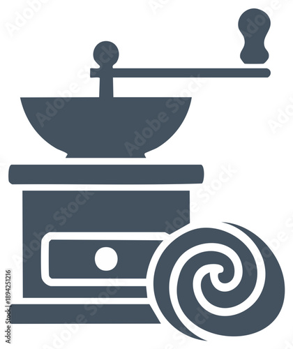 Stylized Manual Coffee Grinder with Coffee Beans Still Life for Food and Drink Concepts