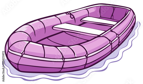 Illustration of an Inflatable Purple Boat on Water, Vector Art, Leisure Activity