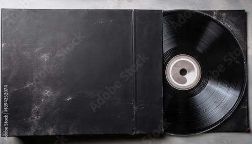 black vinyl cd package mockup vintage scratched shabby black paper texture perfect for album art music packaging design or retro projects evokes nostalgia mystery