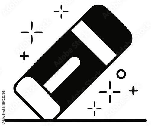 Clean Eraser Rubbing Out Mistakes and Sparkles Symbolizing Correction and Clarity