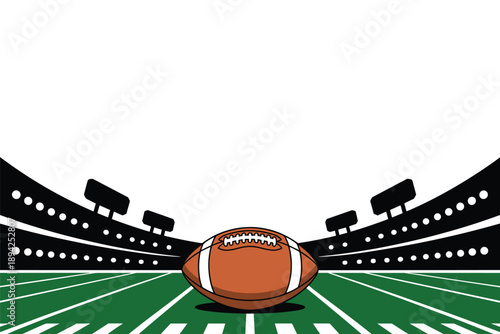American Football on Green Field in Stadium, competitive sports concept with copy space