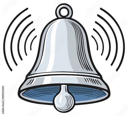 Stylized illustration of a ringing bell with sound waves emanating from it, symbolizing an alert or notification