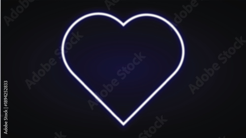 Blue neon heart outline on black background