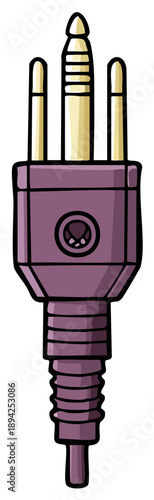 Electrical Three Pronged Plug Cartoon, Power Cord Connector Drawing