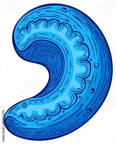 Abstract blue fluid design element with detailed organic wave patterns