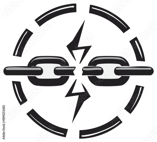 Broken Chain Links Under Electrical Discharge and Circular Graphic Elements