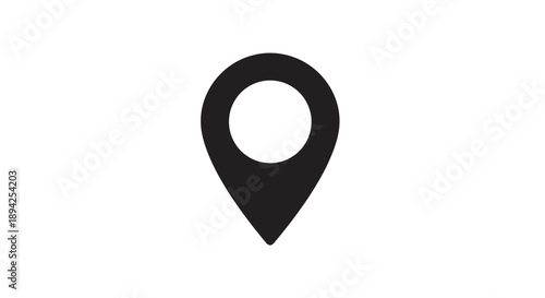 Simple Black Location Pin Icon on White Background.