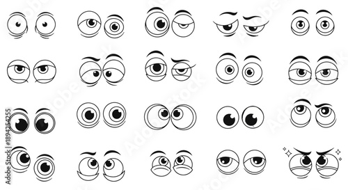 Collection of Various Cartoon Eyes Expressions.