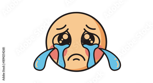 Crying Face Emoji with Tears and Sad Expression.