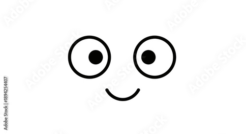 Simple smiley face emoticon with large eyes and curved smile.