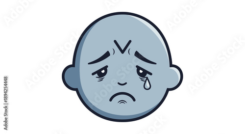 A cartoon face with a sad and crying expression, conveying a sense of sorrow and distress.