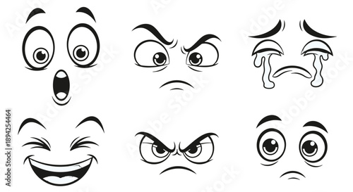 A set of cartoon eyes and eyebrows expressing various emotions.