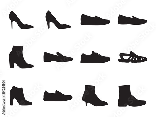Shoe Silhouette Icon Set Vector Pack