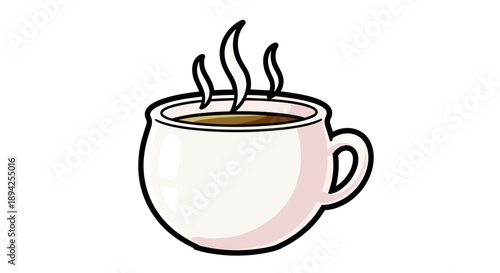 Steaming hot cup of coffee with aromatic steam rising.