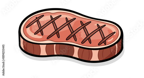 Delicious Grilled Steak with Grill Marks Illustration.
