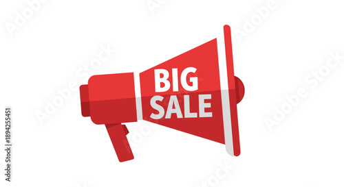Red Megaphone Announcing Big Sale Event.