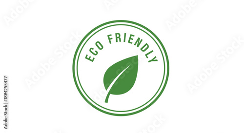 Eco Friendly Green Leaf Emblem Stamp Circle.