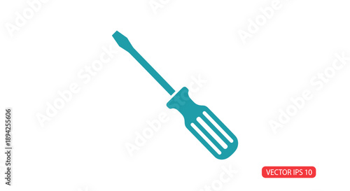 Turquoise Screwdriver Tool Icon Isolated on White Background.