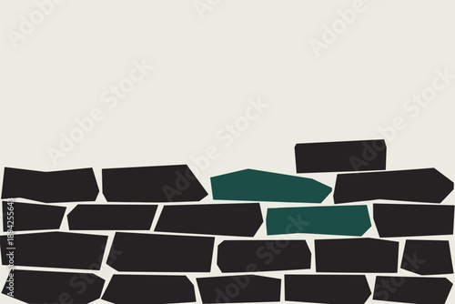 The Distinctive Block in the Irregular Wall, differentiation concept with copy space