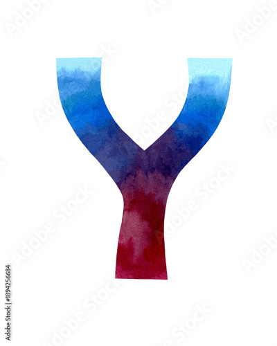 The letter Y on a white background. Watercolor illustration, poster.