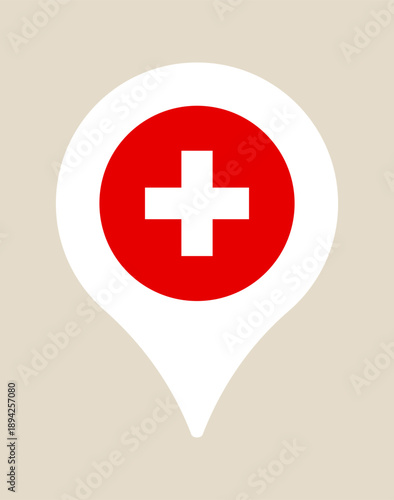 Medical Map Pin Icon Highlighting Healthcare Location for Emergency Services or Hospital Navigation with Clear, Essential, and Helpful Design.
