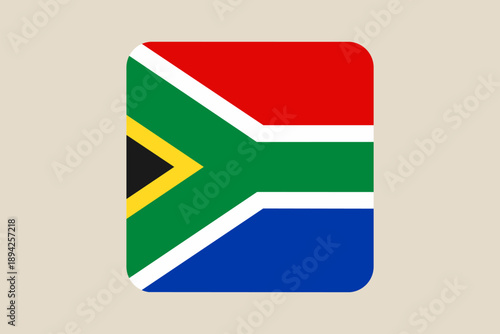 South African National Flag Icon Representing Patriotism and Identity in a Modern Rounded Square Shape