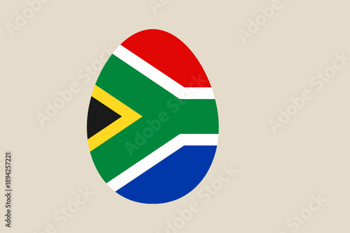 Vibrant South African Flag Patterned Easter Egg Representing National Pride and Cultural Heritage in a Festive Holiday Context.