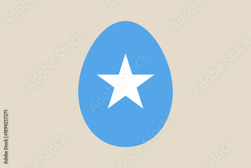 White Star Centered in a Blue Oval Shape Illustrating Quality and Excellence on a Clean Beige Background Vector