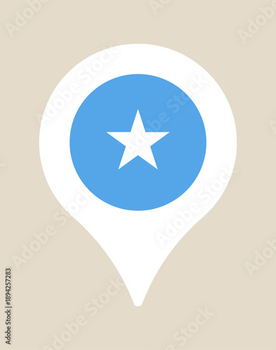 Blue and White Star Map Pin Icon Highlighting a Favorite Location or Important Destination with Modern Minimalist Design.