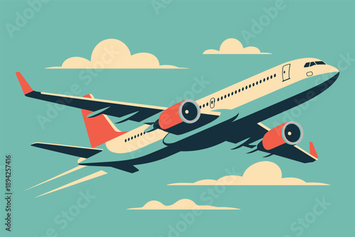 Passenger Jet Soaring Through the Clouds, global travel concept