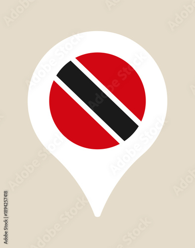 Trinidad and Tobago National Flag Displayed on a Modern Map Pointer Icon Symbolizing Location and Caribbean Travel Destination