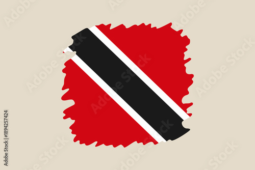 Trinidad and Tobago Flag Depicted in a Distressed Rough Grunge Vector Style, Symbolizing Caribbean Patriotism and National Identity.