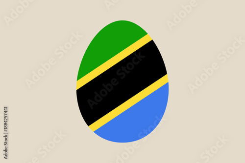 Vibrant Tanzanian Flag Colors Artfully Arranged in a Modern Egg Shape Vector Illustration on a Neutral Background.