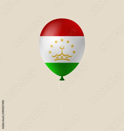 Tajikistan Flag Balloon Floating Proudly, Symbolizing National Identity and Festive Celebration on a Light Background.