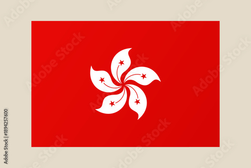 Official Hong Kong National Flag Illustration, featuring Bauhinia flower and stars, symbolizing patriotism and identity in bold vector design.