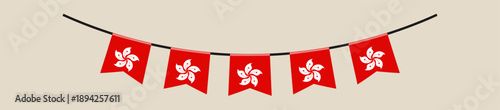 Vibrant Hong Kong Flags Bunting Garland Hanging for National Celebrations, Festive Events, and Patriotic Decoration