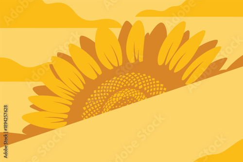 Golden Sunflower Sunrise, optimism and growth concept with copy space