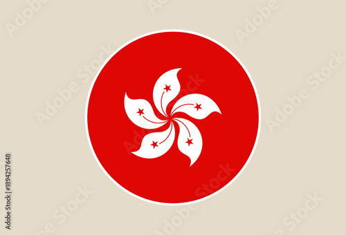 Iconic Hong Kong Bauhinia Flower Emblem Centered on a Vibrant Red Circle as a Modern National Symbol Design.