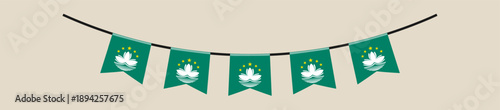 Vibrant Macau National Flags Bunting Garland Hanging for Festive Holiday Celebrations and Patriotic Events Design Element